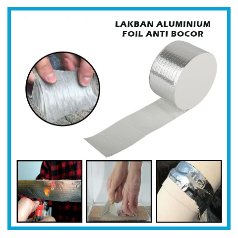 (5 meter) Lakban Aluminium Anti Air/ Anti Bocor / Aluminum Foil Tape Butyl Super Waterproof Silicone / Lem Perekat Tahan Panas/Lem perekat kebocoran