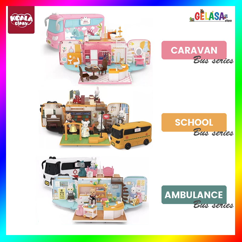 Gelasa Mainan Anak Koala Diary Bus Touring Doll House Caravan Ambulance School