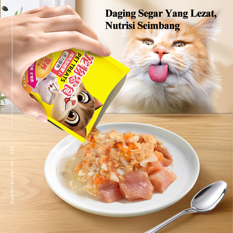 LIEBAO Makanan Kucing Basah Pouch 80gr Bergizi Adult Kitten Tuna Ayam Ikan Laut Dalam Vitamin