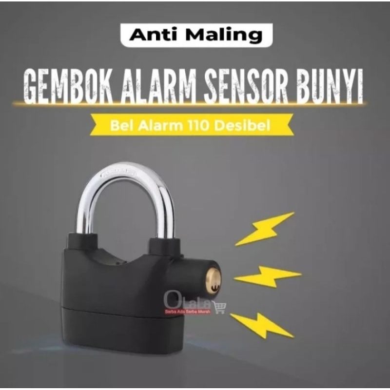 Gembok Alarm Anti Maling / Gembok Cakram Motor / Gembok Pagar / Padlock Alarm Like Krisbow