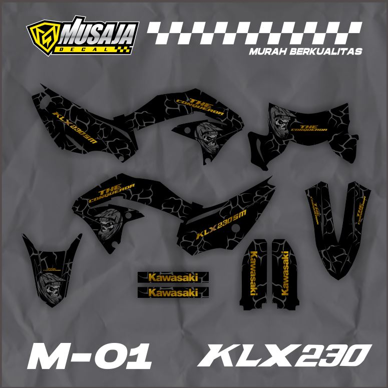 Decal stiker KLX 230 supermoto black gold
