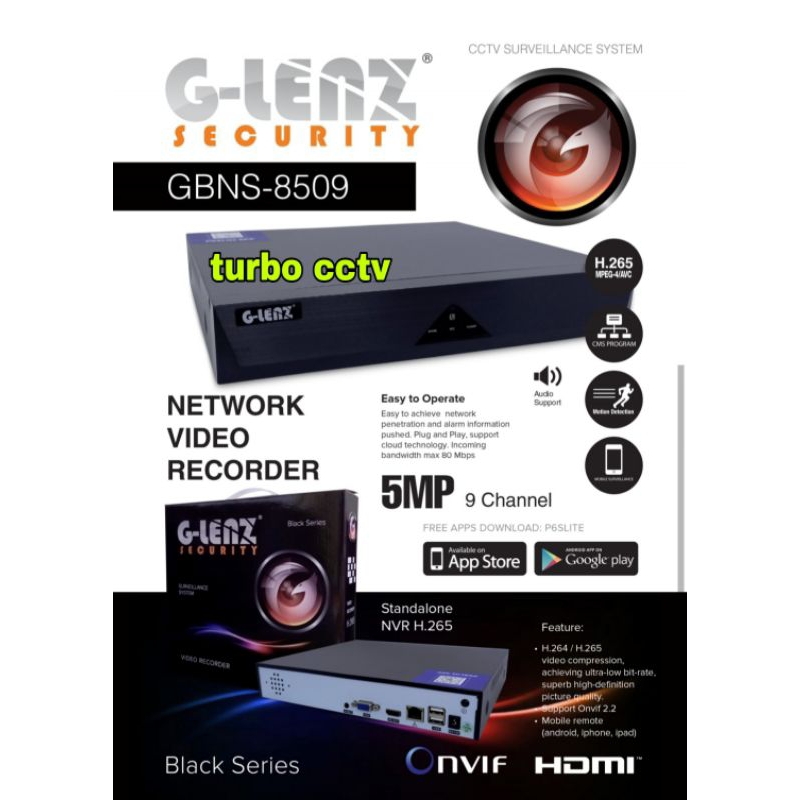 NVR 9CH 5MP GBNS-8509 GLENZ NVR 9 CH