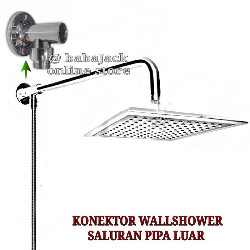 Arm holder wall shower pipe konektor shower tembok gantung sambungan flexible sower
