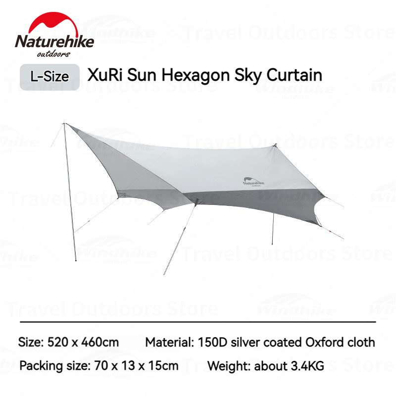 Flysheet Hexagon Naturehike NH22ZP009 520x460cm Waterproof Canopy Tarp Full Set Atap Tenda Camping P
