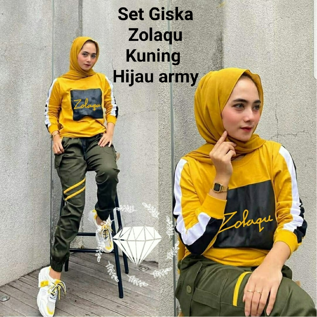 Pakaian Set Wanita  Kekinian/Set Giska Z Style Dan Set Giska Zolaqu All Size/Matt Babyterry Mix Moscrepe