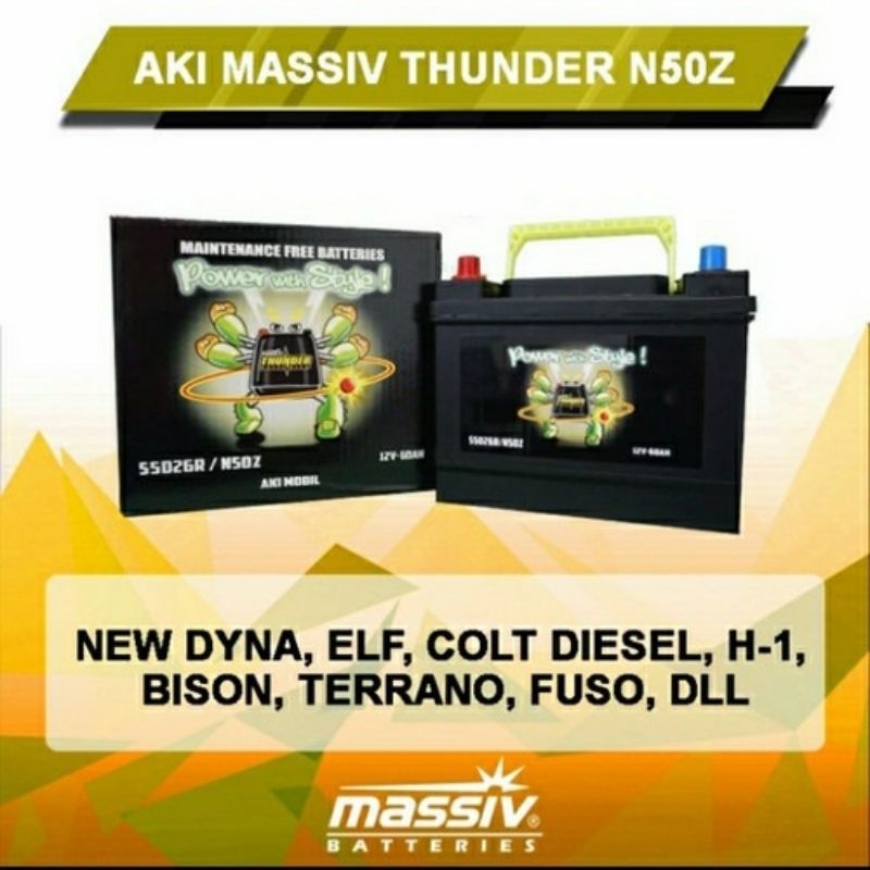 AKI BATTERY MASSIV THUNDER N50Z KIJANG LGX BLAZER ESCAPE ELF 95 PS
