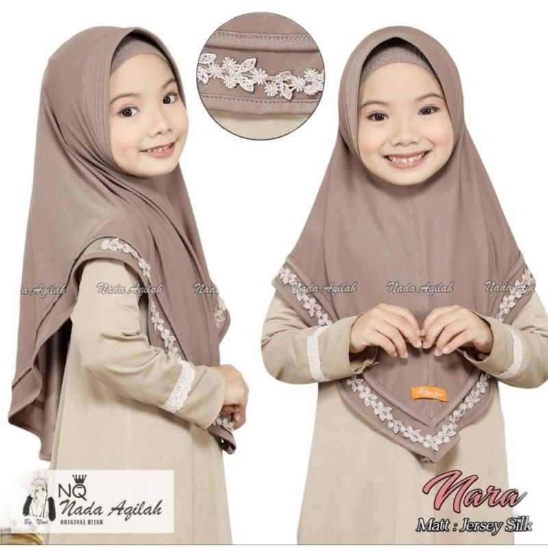 (COD) Hijab instan Anak ORI NQ Kerudung Anak NADA AQILA NARA Jersey Premium Adem Jilbab Anak Perempu