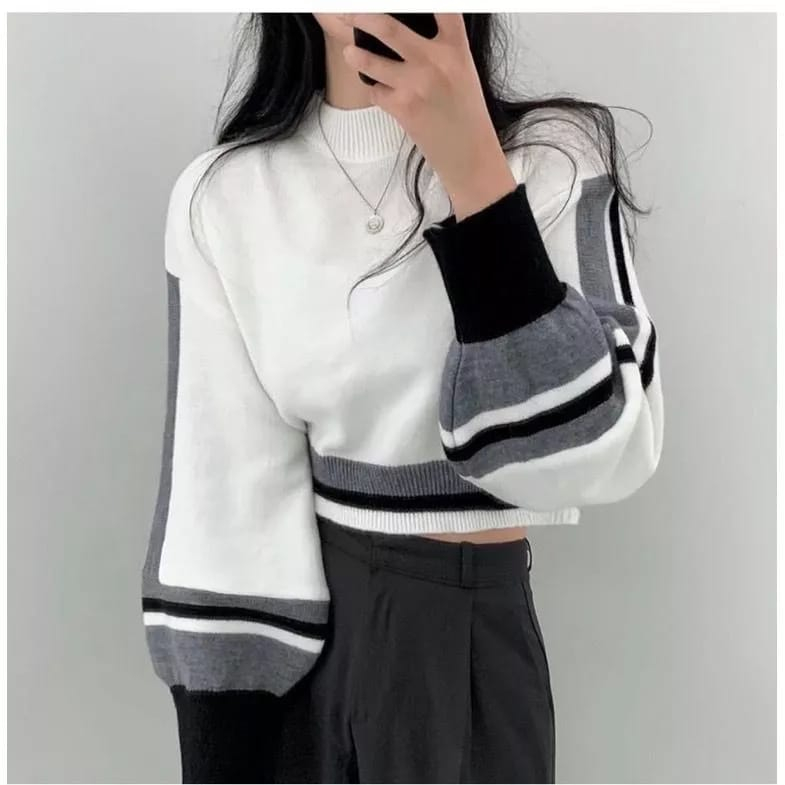 AFI - EC - RJT Kyuna Sweater Rajut Crop top Knit Wanita  Oversize Murah Halus Korean Style