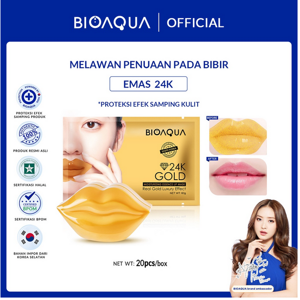 BIOAQUA Moisturizing Essence Lip Mask - 60GR (isi 20) ❤ jselectiv ❤ Masker Bibir BIOAQUA - ORI✔️BPOM✔️SALE✔️COD