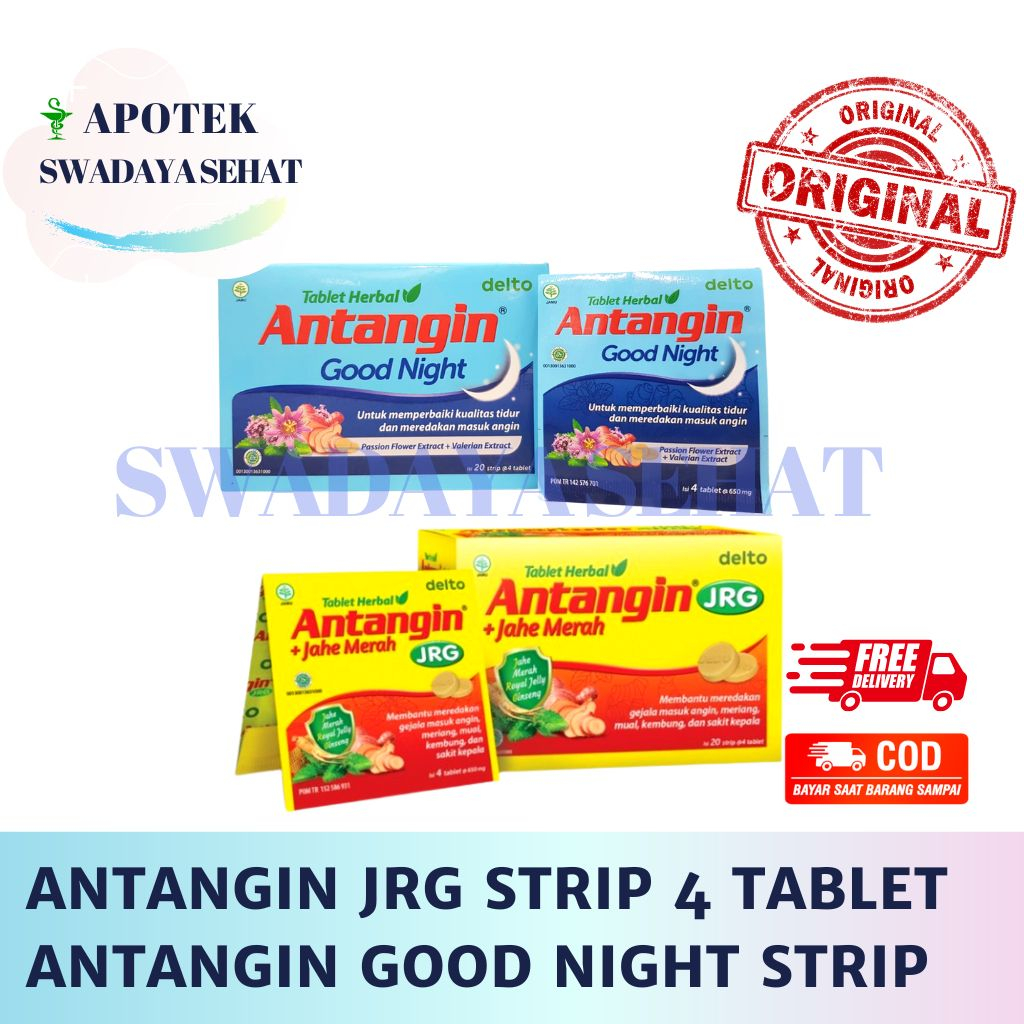 ANTANGIN JRG GOOD NIGHT STRIP 4 Tablet Herbal - Atasi Kembung Perut Masuk Angin Capek Pusing Sulit Tidur Nyenyak Insomnia