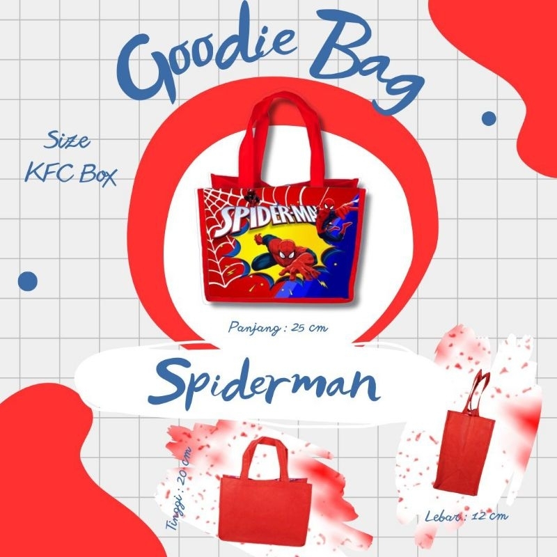 

Tas Ultah Spiderman merah / Tas Ulang Tahun Anak / Tas Aqiqah / Goodie Bag Souvenir Besek Kantong Custom Nama Dan Foto