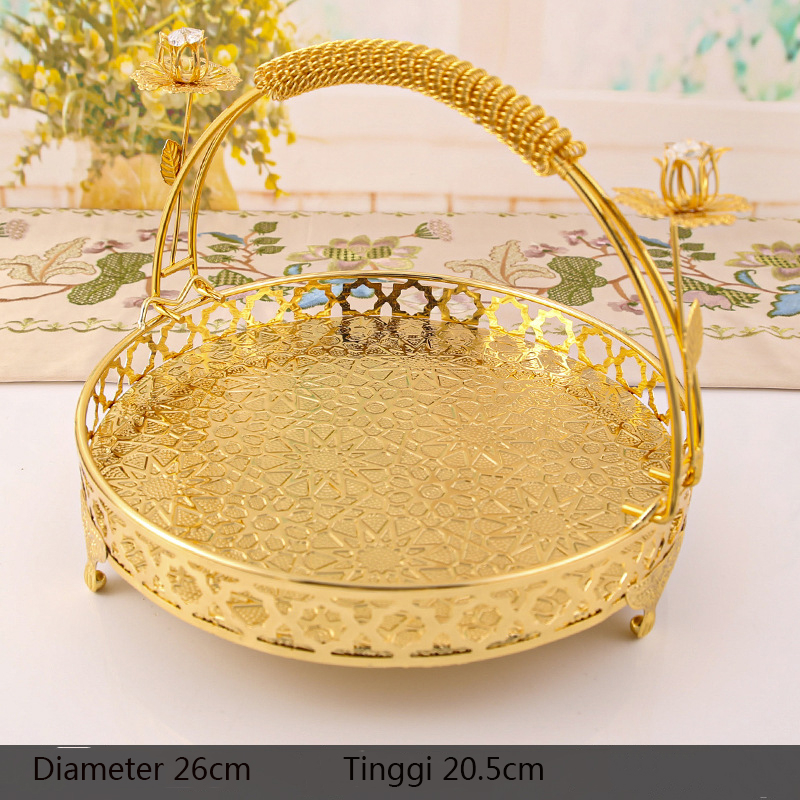 Mi.more Emas Nampan Diameter 26CM Snack Basket Bulat/ Golden Serving Tray / Cupcake Tray Dessert Tray / Dekorasi Home