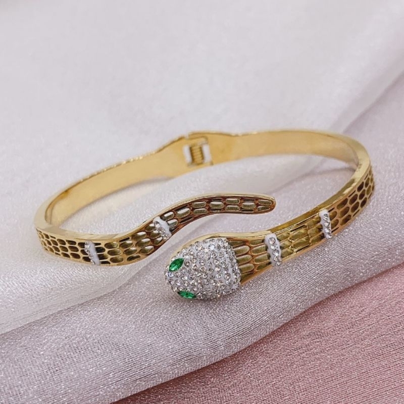 Gelang Titanium Asli kilau mirip emas asli Premium Quality Anti Karat Anti Alergi Bracelet Branded Band Stainless Steel Ori G005