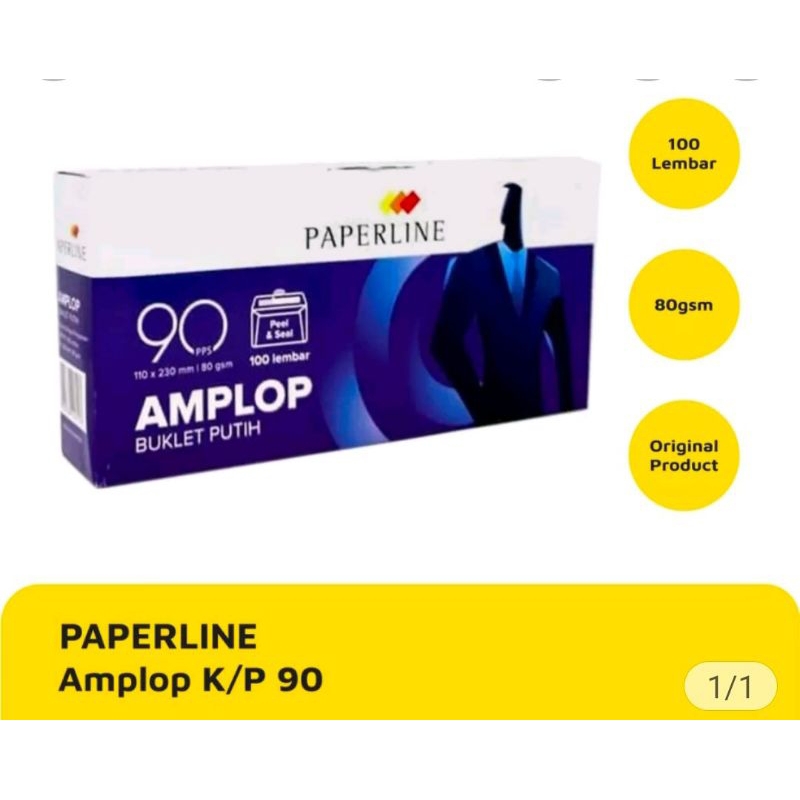 

AMPLOP PUTIH POLOS PAPERLINE 90 PPS PLAIN WHITE ENVELOPES 110x230mm+SEAL PENGAMAN(100 pcs)