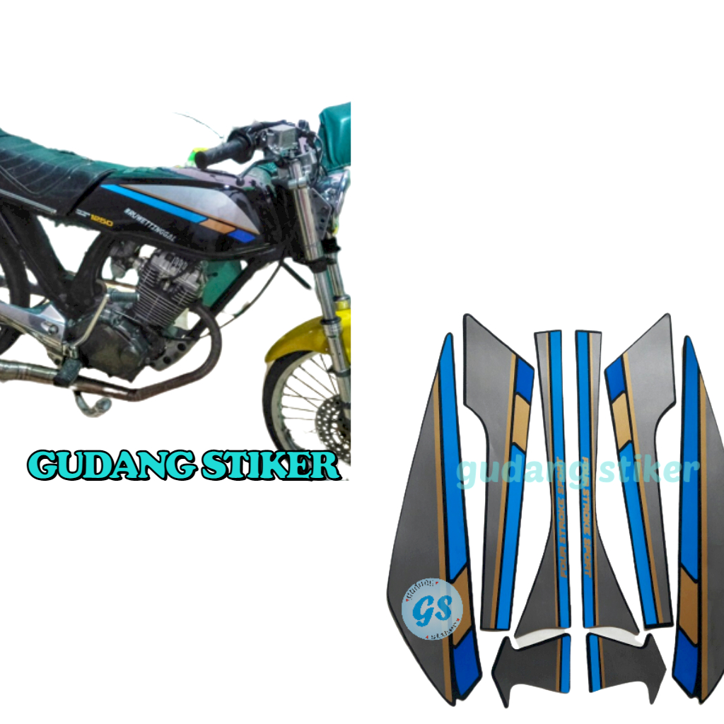 Stiker Striping Lis Motor Honda GL PRO 1992 Biru 1set