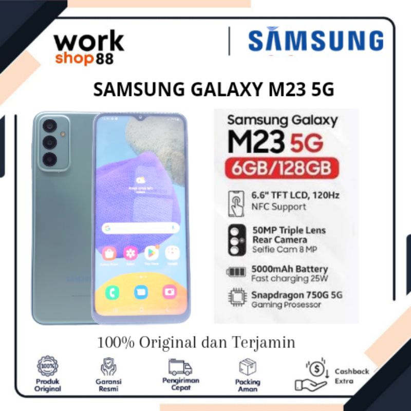 Second SAMSUNG GALAXY M23 5G (6GB/128GB) Fullset No Minus Ex Garansi Resmi