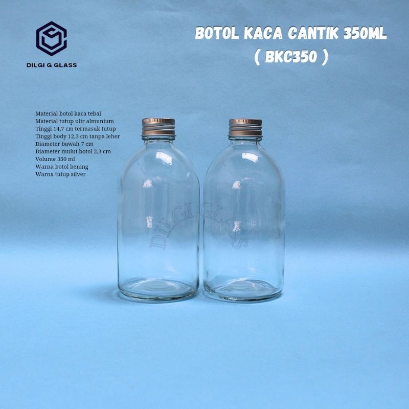 BKC350 botol kaca 350ml bulat/botol juice/botol kopi/botolsusu