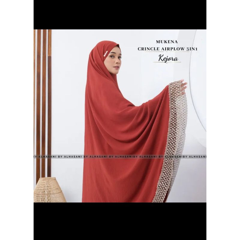 Mukena Crincle Airplow Dewasa 3in1 Renda Kejora