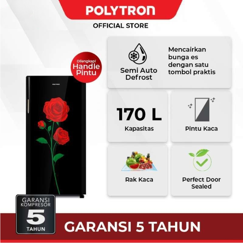 Kulkas Polytron 1 pintu Belleza Varia 170 liter PRA 17 DRX