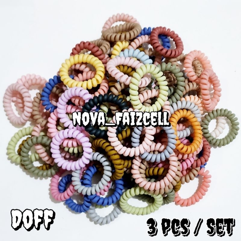 3 pcs / Set - Karet Rambut spiral Soft Doff Premium Ikat Rambut Dewasa