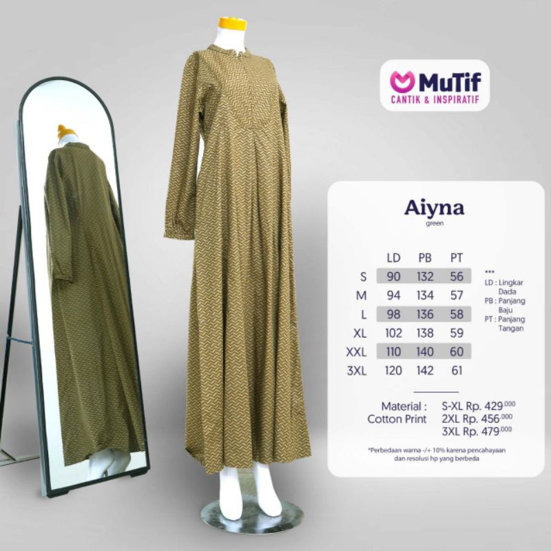 Gamis Mutif Aiyna Green Gamis Aina Ayna Mutif