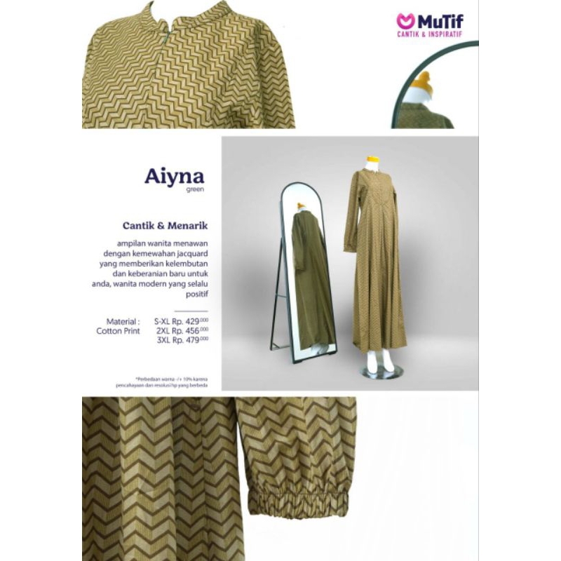 Gamis Mutif Aiyna Green Gamis Aina Ayna Mutif