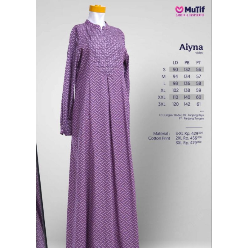 Gamis Mutif Aiyna Violet Gamis Aina Mutif Gamis Ayna Mutif