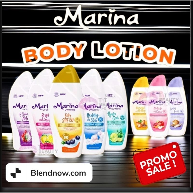 Marina Hand &amp; Body Lotion UV Whiat- Body Serum / Marina Natural. Besar,Tanggung &amp; Kecil