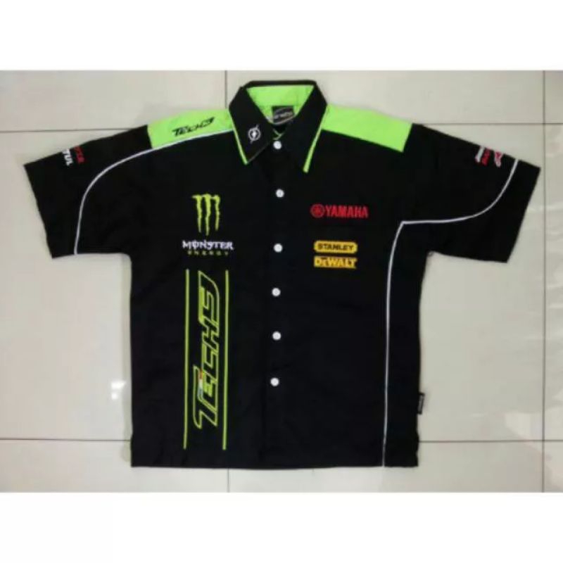 KEMEJA BORDIR BALAP PRIA /BAJU KEMEJA BALAP /SERAGAM BORDIR OTOMOTIF MOTOR GP /YAMAHA MONSTER /KEMEJ