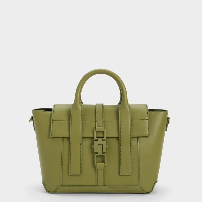 CK Dua Buckled Trapeze Tote Bag