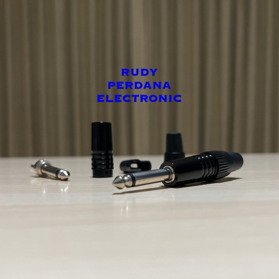 JACK JEK AKAI 6.5MM 6.5 MM MALE COWOK MONO BESI METAL BLACK HITAM