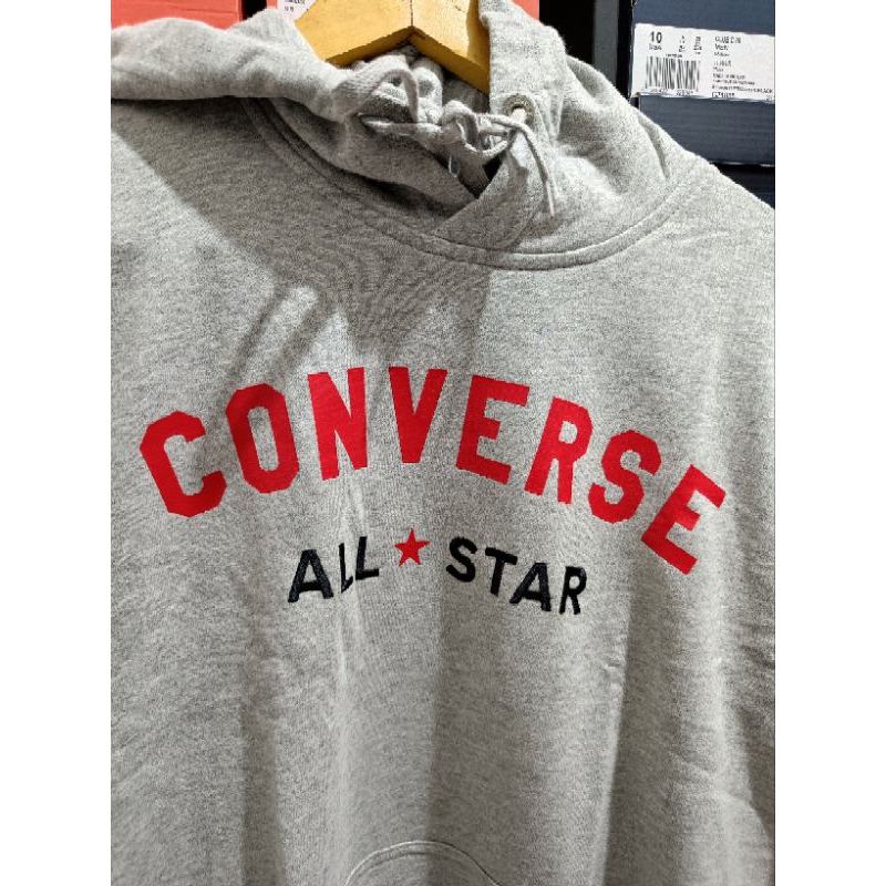 CONVERSE PULL OVER HODDIE  ALL STAR LOGO PRINT BLACK GREY ORIGINAL RESMI MAP