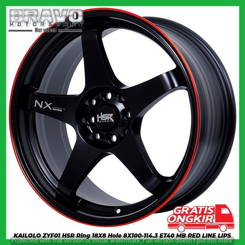 VELG MOBIL ROCKY FREED RING 18 HSR KAILOLO LIST MERAH PELAK RACING R18 PALANG LIMA