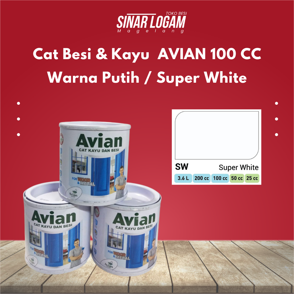 CAT BESI KAYU AVIAN 100 CC 100 ML PUTIH SUPER WHITE