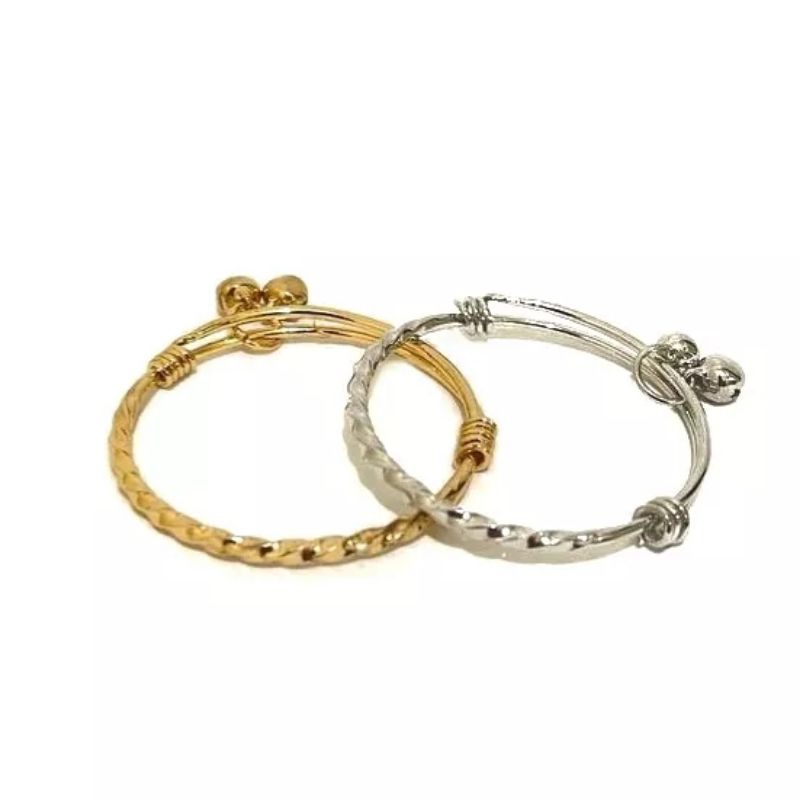 GELANG BAYI/ gelang lonceng motif ulir lapis emas