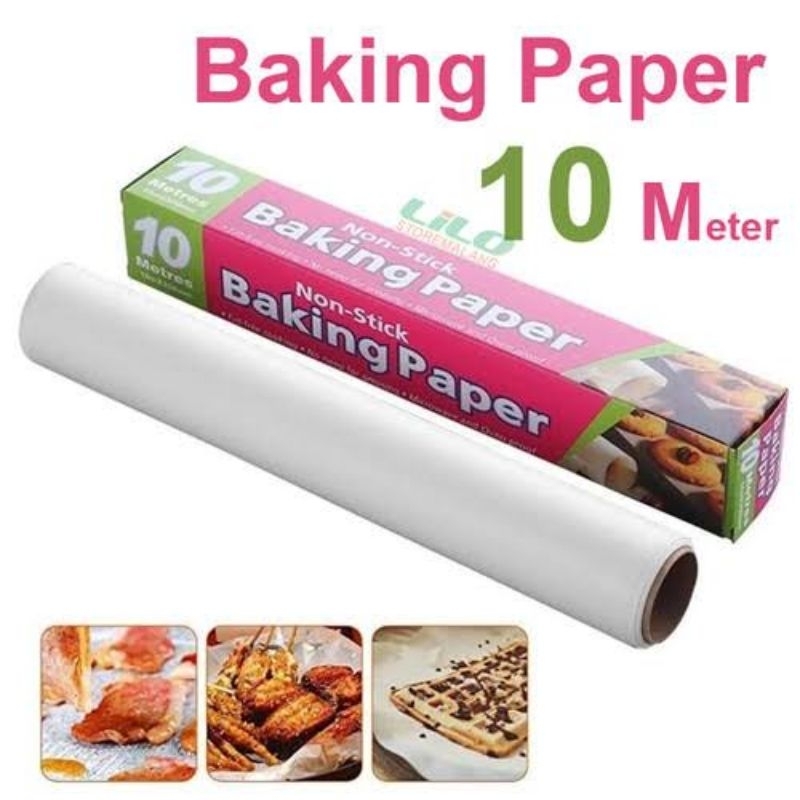 Kertas roti alas loyang non stick baking paper donat burger kebab roti panggang kukus anti lengket roll gulungan gulung 30 cm 30cm x 10m 10 m meter