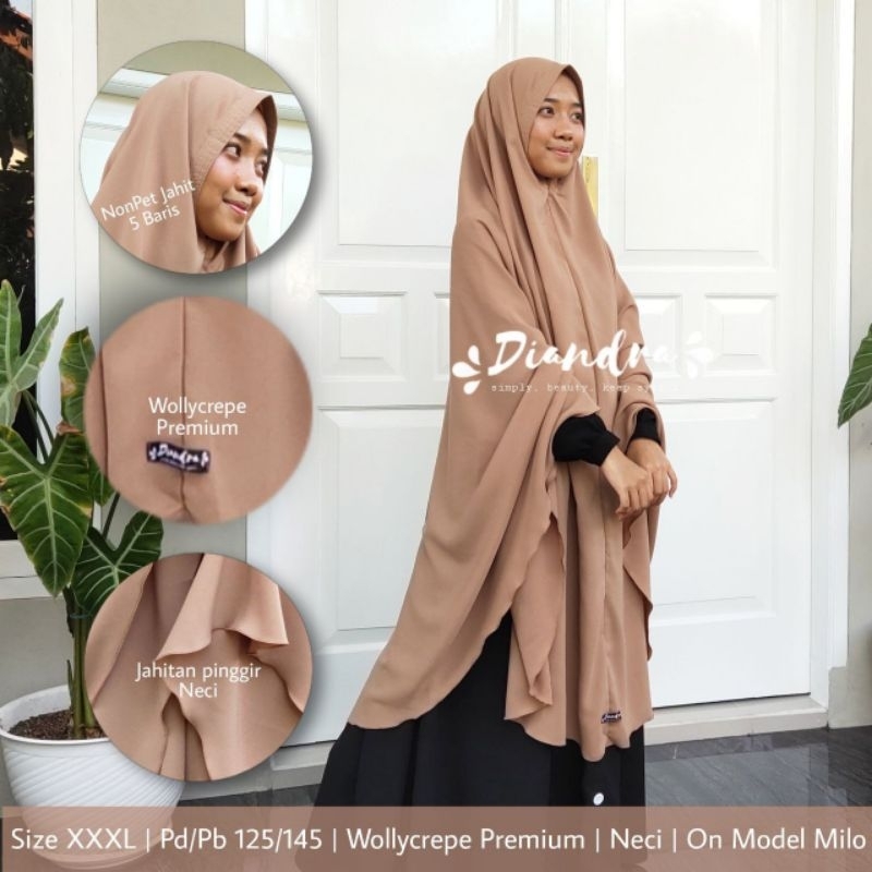 •NaraAishwa•Jilbab Wollycrepe Syar'i XXXL Kerudung Wollycrepe Khimar Jumbo Syar'i NONPET Murah Merk 