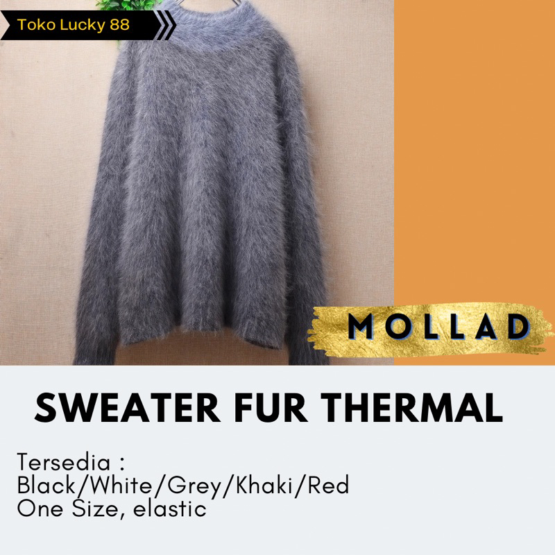 IMPORT MOLLAD Sweater Fur Faux Baju Hangat bulu Winter Rajut Infinity Musim Dingin leher tinggi korean style