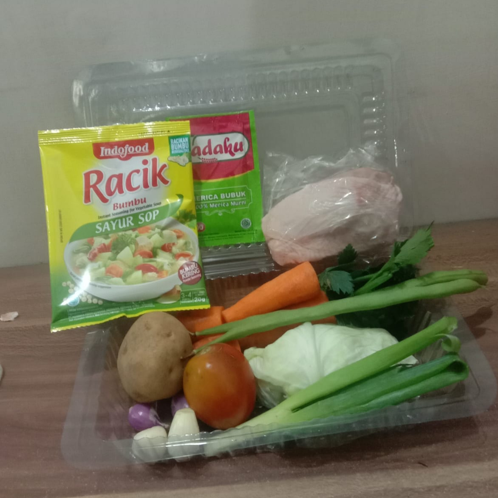 

paket sayur sop siap masak plus ayam