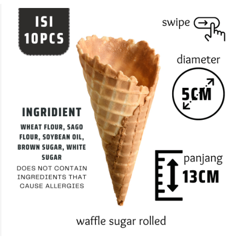 

Renyah ORLIN MIXU Sugar rolled cone waffle ice cream kerucut manis besar 5cm X 13cm pm