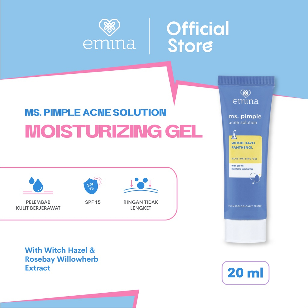 ✨ AKU MURAH ✨ Emina Ms. Pimple Acne Solution Moisturizing Gel 20 ML | Pelembab Wajah Atasi Jerawat [BPOM]