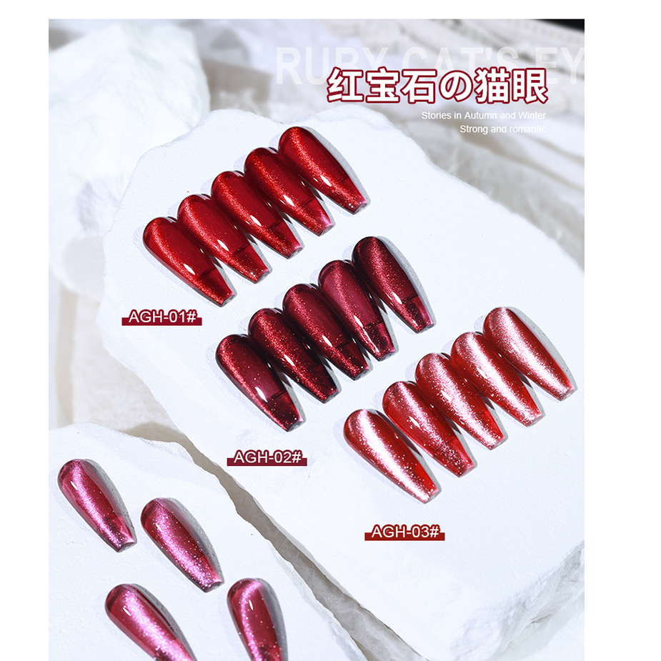 [ORIGINAL] 2023 AS PREMIUM UV GEL POLISH RUBY RED CAT'S EYE 15ML | CAT EYE GEL POLISH | kutek gel cat eye | UV GEL POLISH