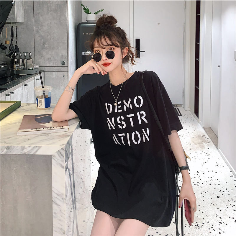 DF BJ394 Baju Atasan Oversize Lengan Pendek Kaos Motif Vintage Wanita Kekinian Fashion Korean