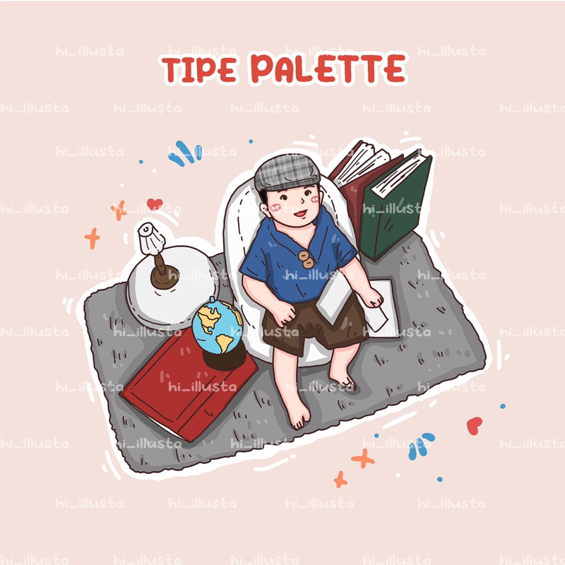 Ilustrasi kartun Tipe Palette 1 hari jadi foto unik foto lucu