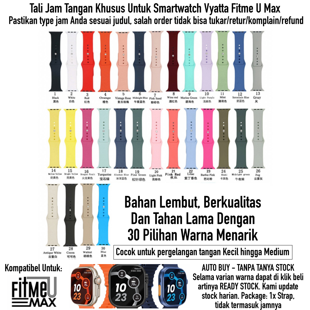 Tali Jam Tangan Smartwatch Vyatta Fitme U Max - Colorful Warna Warni Menarik