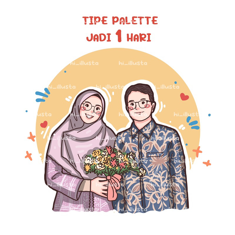 ilustrasi digital  TIPE PALETTE / ilustrasi wajah / ilustrasi murah/ kartun wajah / vektor / edit foto murah/ jasa edit