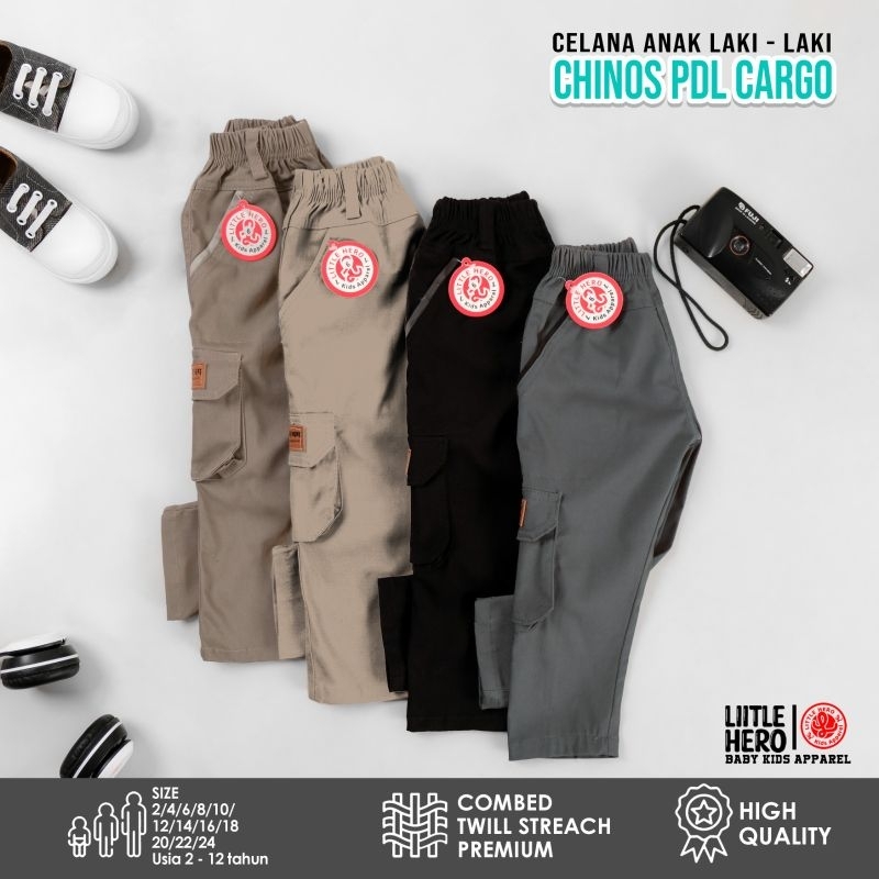 ( 10 - 12 Tahun ) Celana Chino Cargo Pdl Panjang Anak Laki-laki Remaja Tanggung Little Hero Chinos PDL 10 11 12 13 Tahun