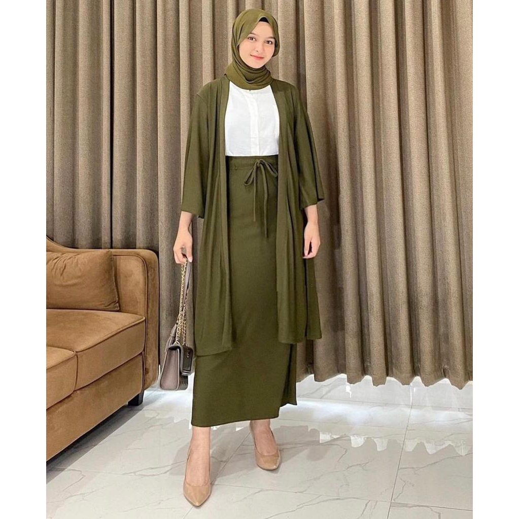 SETELAN WANITA KEKINIAN - AMARA SET ROK - ATASAN OUTER DAN ROK - SETELAN CRINKLE - ONE SET WANITA  KOREAN STYLE