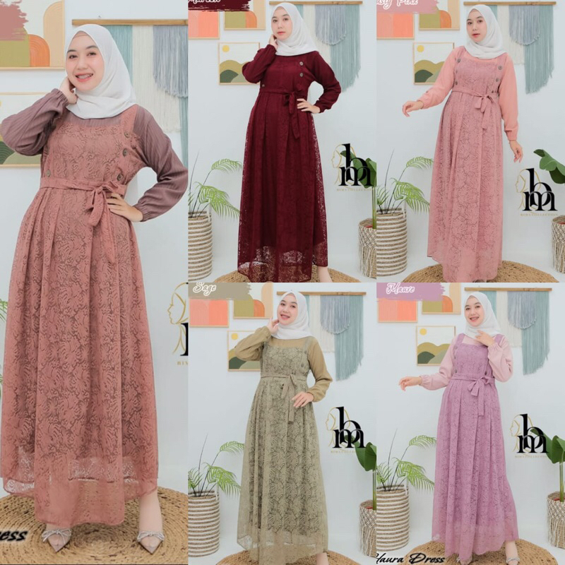 ZiVi✨ HAURA DRESS /Dress/Dress muslim/Dress muslimah/Dress crinkle/Dress panjang/Dress hijab/Busana 