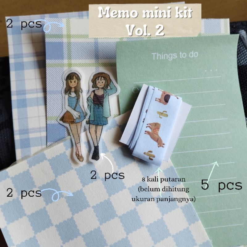

Mini kit memo isi 11 pcs for journal and decorating books part 2✨